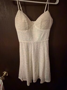 B Darlin white iridescent sequin mini dress juniors size 3/4